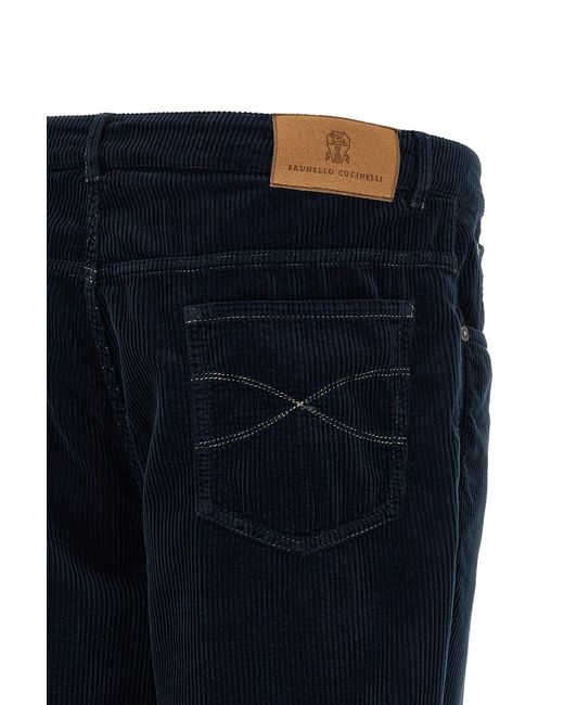 Brunello Cucinelli Blue Corduroy Pants for men