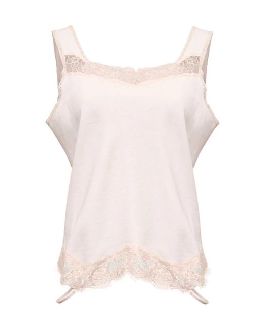 MM6 by Maison Margiela Pink Mirrored Lace Slip Top