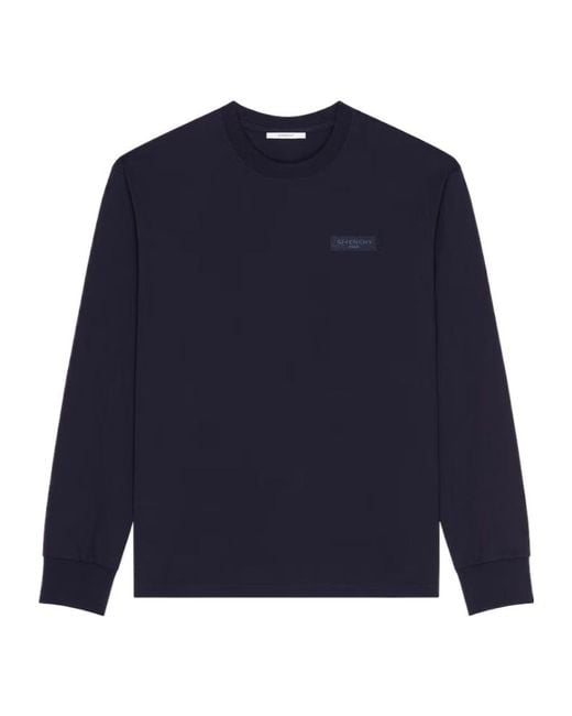Givenchy Blue Logo Patch Long-Sleeve T-Shirt for men