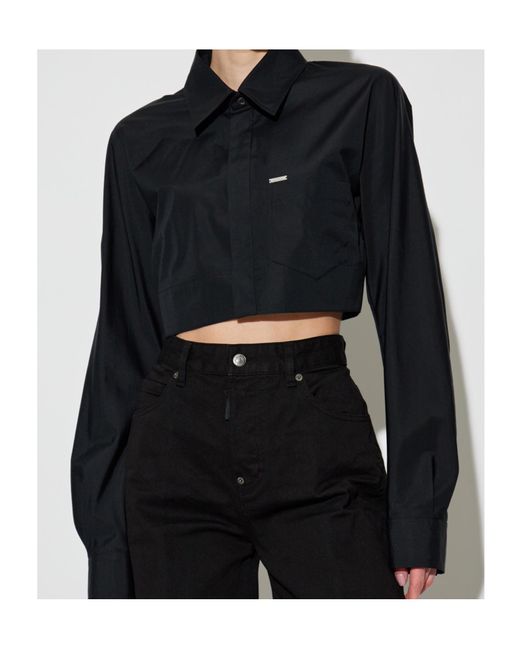 DSquared² Blue Pocket Detailed Cropped Shirt
