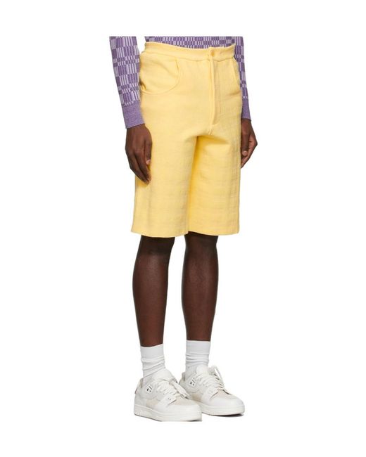 Jacquemus Yellow Logo Straight Shorts for men