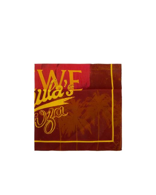 Loewe Red Logo Pattern Silk Scarf