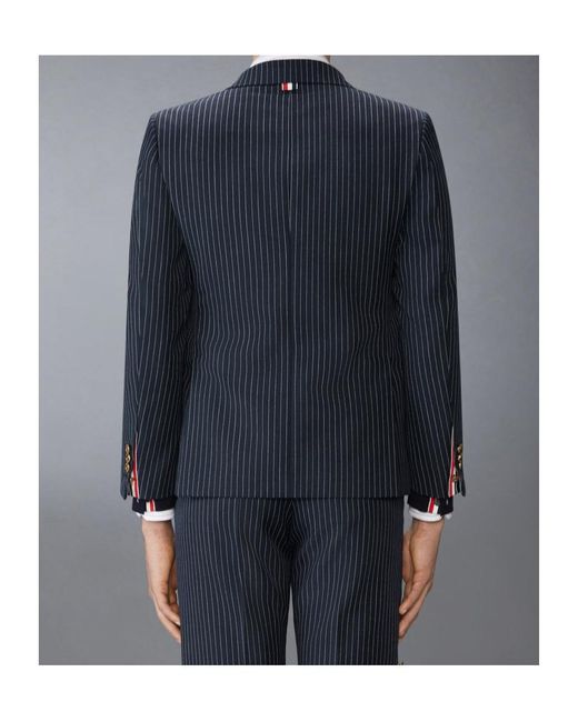 Thom Browne Blue Pinstripe Wool Blazer for men