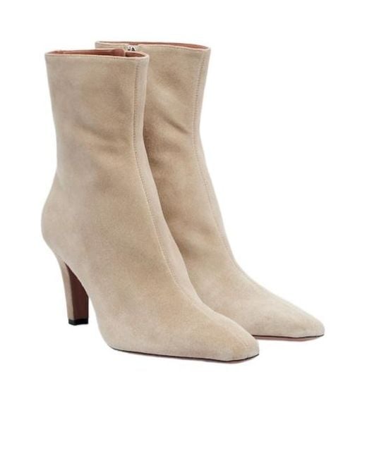 Paris Texas Natural Solid Suede Ankle Boots