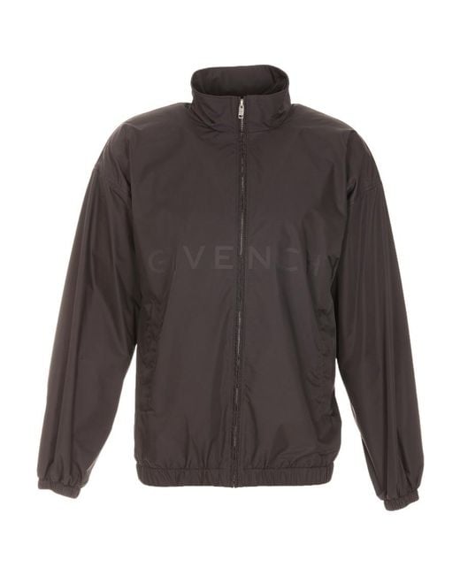 Givenchy Gray Logo-Print Zip-Up Jacket for men