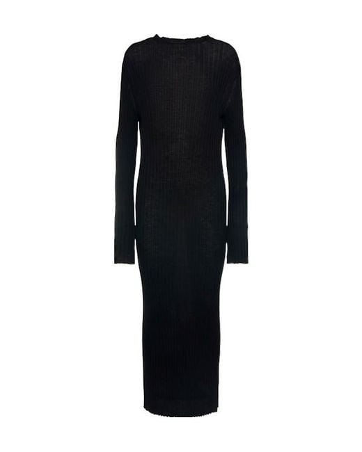 Khaite Black Sigrid Fine Wool Long Dress