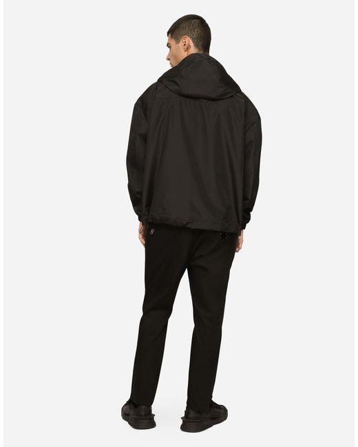 Dolce & Gabbana Black Zippered Hooded Casual Jacket for men