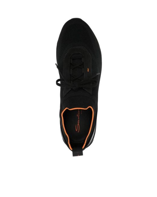 Santoni Black Sock-Like Mesh Low-Top Sneakers for men