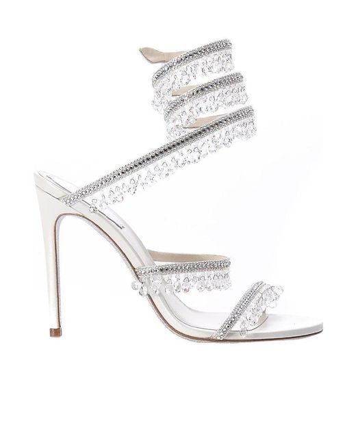 Rene Caovilla White Chandelier 105 Crystal-Embellished Sandals