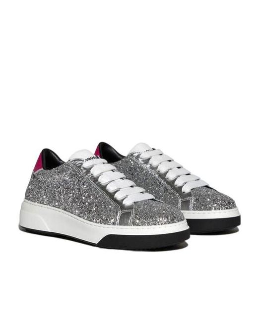 DSquared² Gray Glittered Lace-Up Sneakers