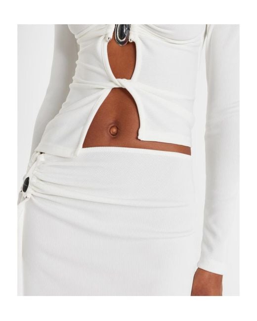 Christopher Esber White Cutout Ribbed-Knit Jersey Top