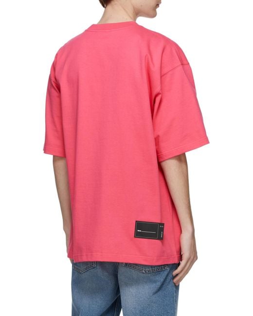 we11done Pink Logo-Print Crew-Neck T-Shirt for men