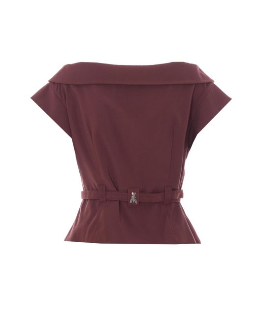 Patrizia Pepe Purple Belted Sleeveless Blazer
