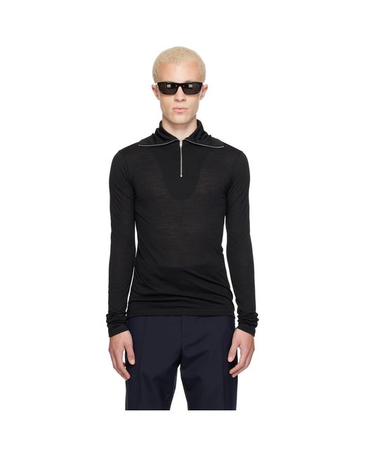 Jil Sander Black Half-Zip Turtleneck Knitted Pullover for men