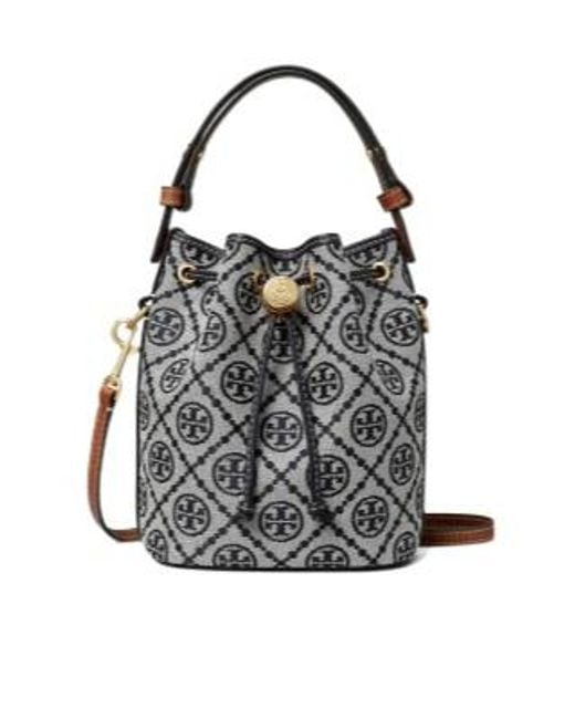 Tory Burch Black T Monogram Mini Bucket Bag