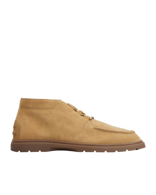 Tod's Brown Suede Elastic-Lace Desert Boots for men