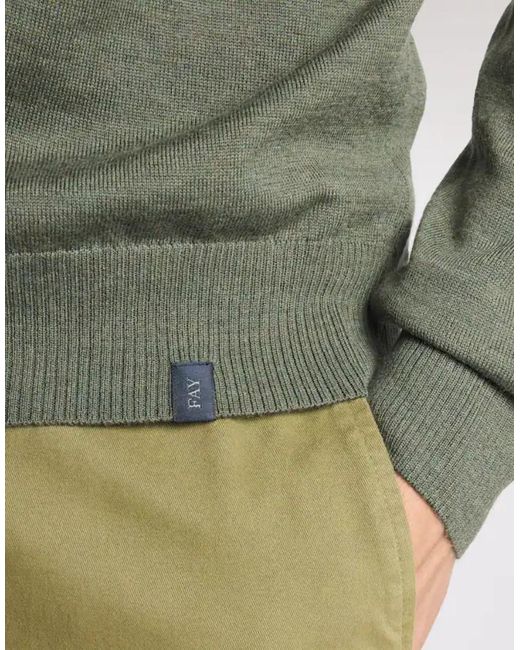 Fay Green High Neck Wool Knitwear for men