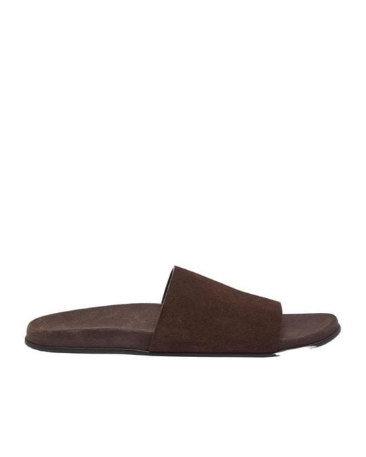 The Row Brown Hugh Suede Sliders