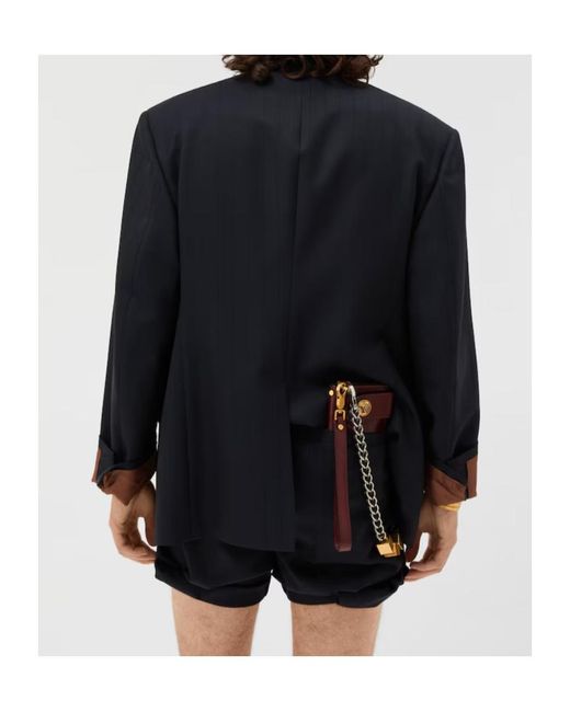Versace Blue Pinstripe Boxy Blazer for men
