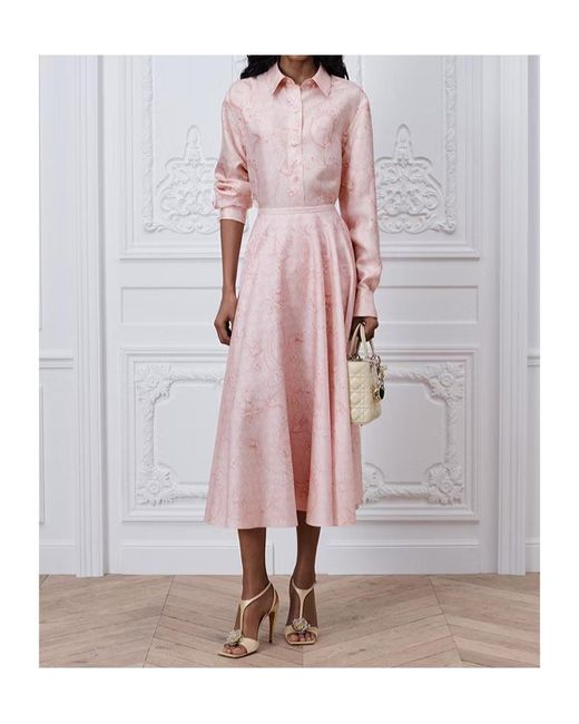 Dior Pink Qixi Festival Midi-Length Flared Skirt
