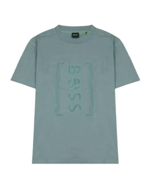 Boss Blue Crew Neck Short-Sleeved T-Shirt for men