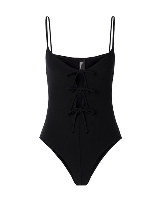 Lisa Marie Fernandez Black Tie-Detailed Crepe Swimsuit