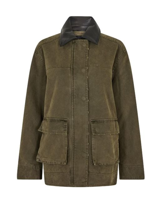 Anine Bing Green Lapel Long-Sleeved Casual Jacket