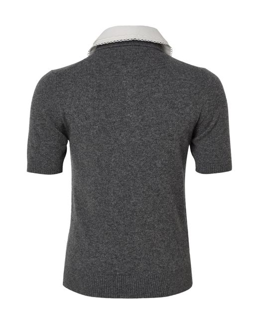 Miu Miu Gray Polo Shirt With Peter Pan Collar