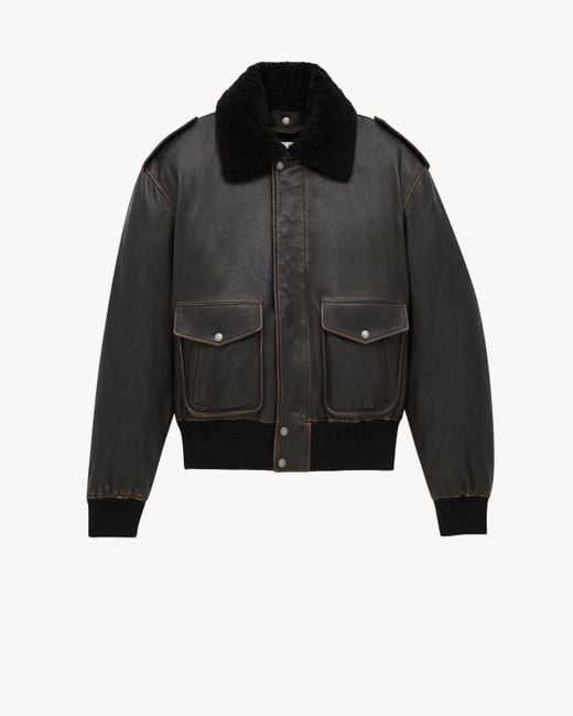 Saint Laurent Gray Zip-Up Bomber Jacket