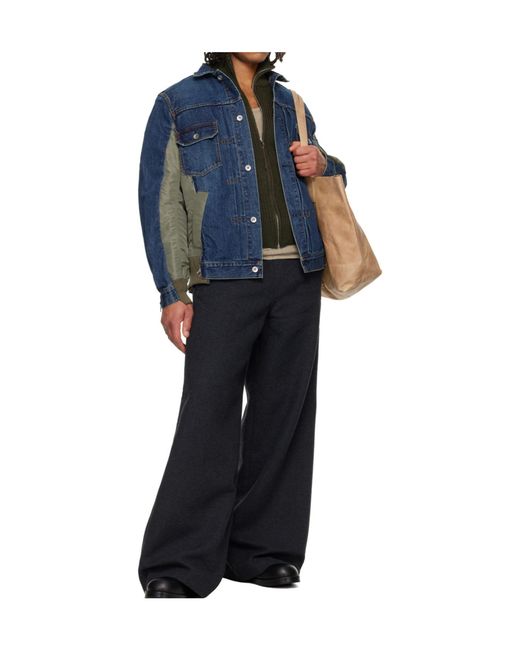 Sacai Blue Patchwork Denim Jacket for men