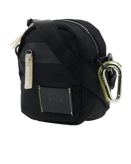 MSGM Black Logo Shoulder Bag for men