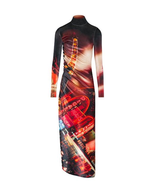 Jean Paul Gaultier Red Pigalle Velvet Maxi Dress