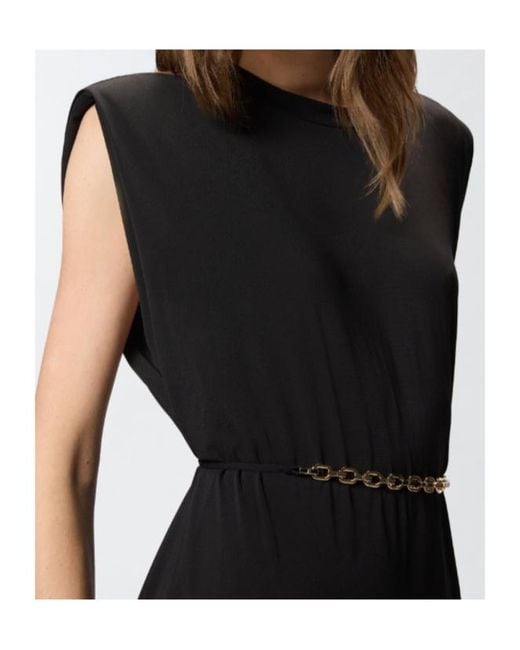 Pinko Black Chain-Detailed Sleeveless Dress