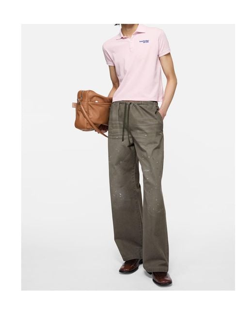 Acne Pink Logo-Embroidered Polo Shirt