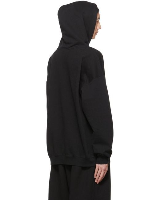 Vetements Black Embroidered Logo Hoodie for men