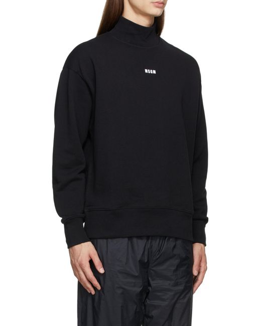 MSGM Black Logo Printed High Neck Sweatshirt for men