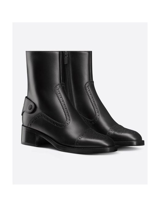 Dior Black D-Folk Heeled Ankle Boot