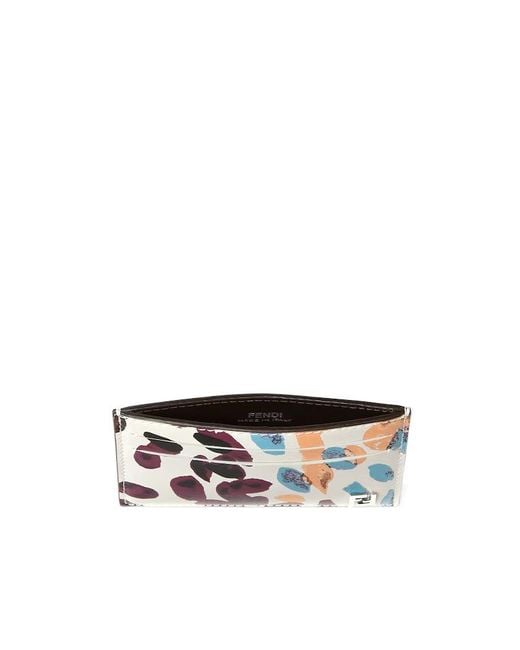 Fendi White Ff Squared Slim Card Holder for men