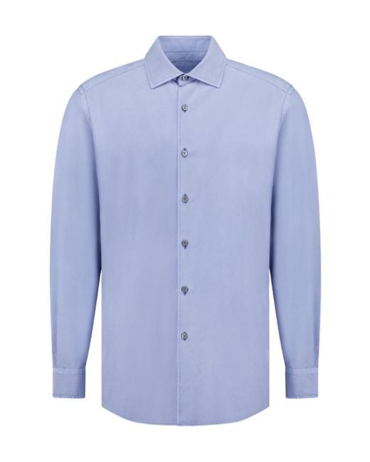 Zegna Blue Long-Sleeve Shirt for men