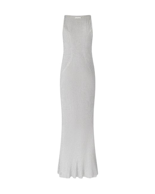 Pinko White Sleeveless Knitted Long Dress