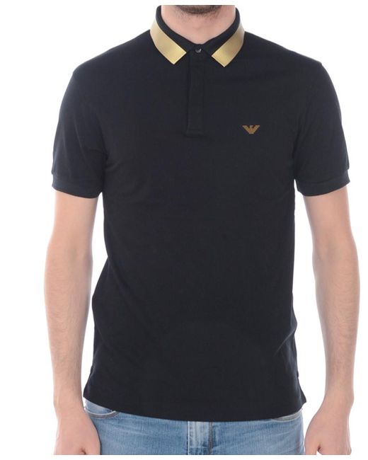 Emporio Armani Black Logo Slim Polo Shirt for men