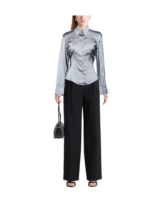 Jacquemus Blue Solid-Colored Satin Shirt