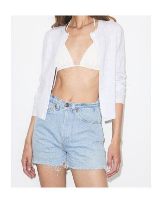 Tory Burch White Pointelle Knit Cardigan
