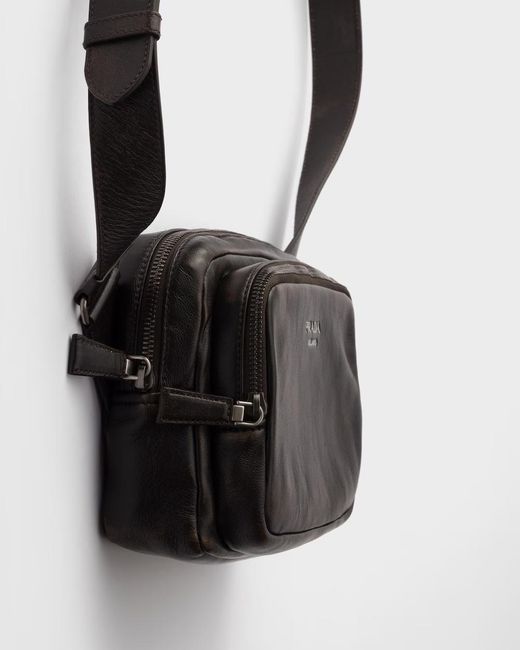 Prada Black Distressed Zipped Shoulder Bag for men
