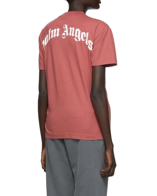 Palm Angels Pink Teddy Bear-Print Logo T-Shirt for men
