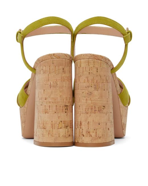 Gianvito Rossi Yellow Cross-Strap Heels