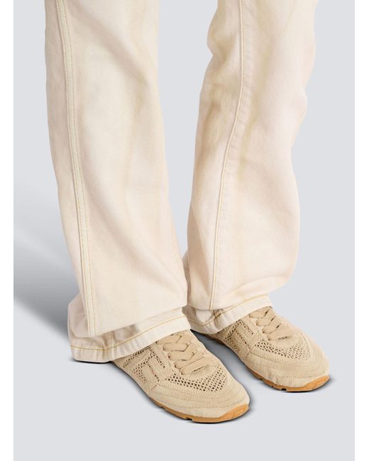 Balmain Brown Racer 45 Macramé Low-Top Sneakers