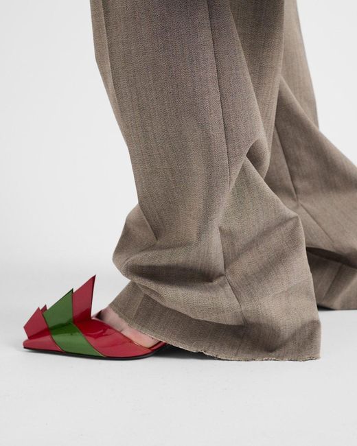 Prada Gray Belt-Detailed Pleated Trousers