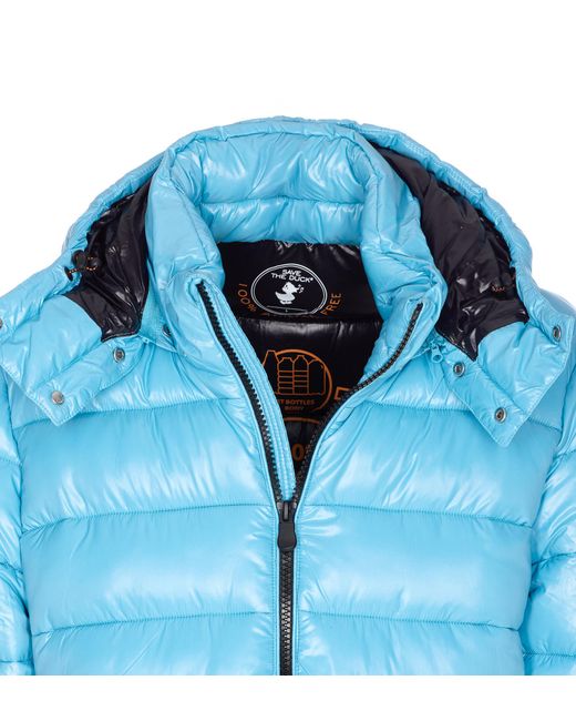 Save The Duck Blue Zip-Up Hooded Puffer Jacket for men