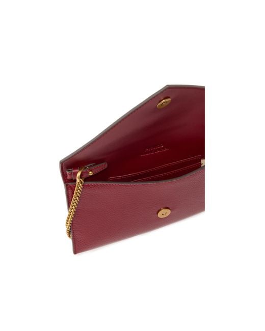 Pinko Red Love Birds Logo Detailed Clutch Bag